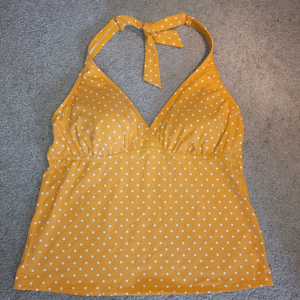 Lands' End Orange Polka Dot Halter Tankini Top 12